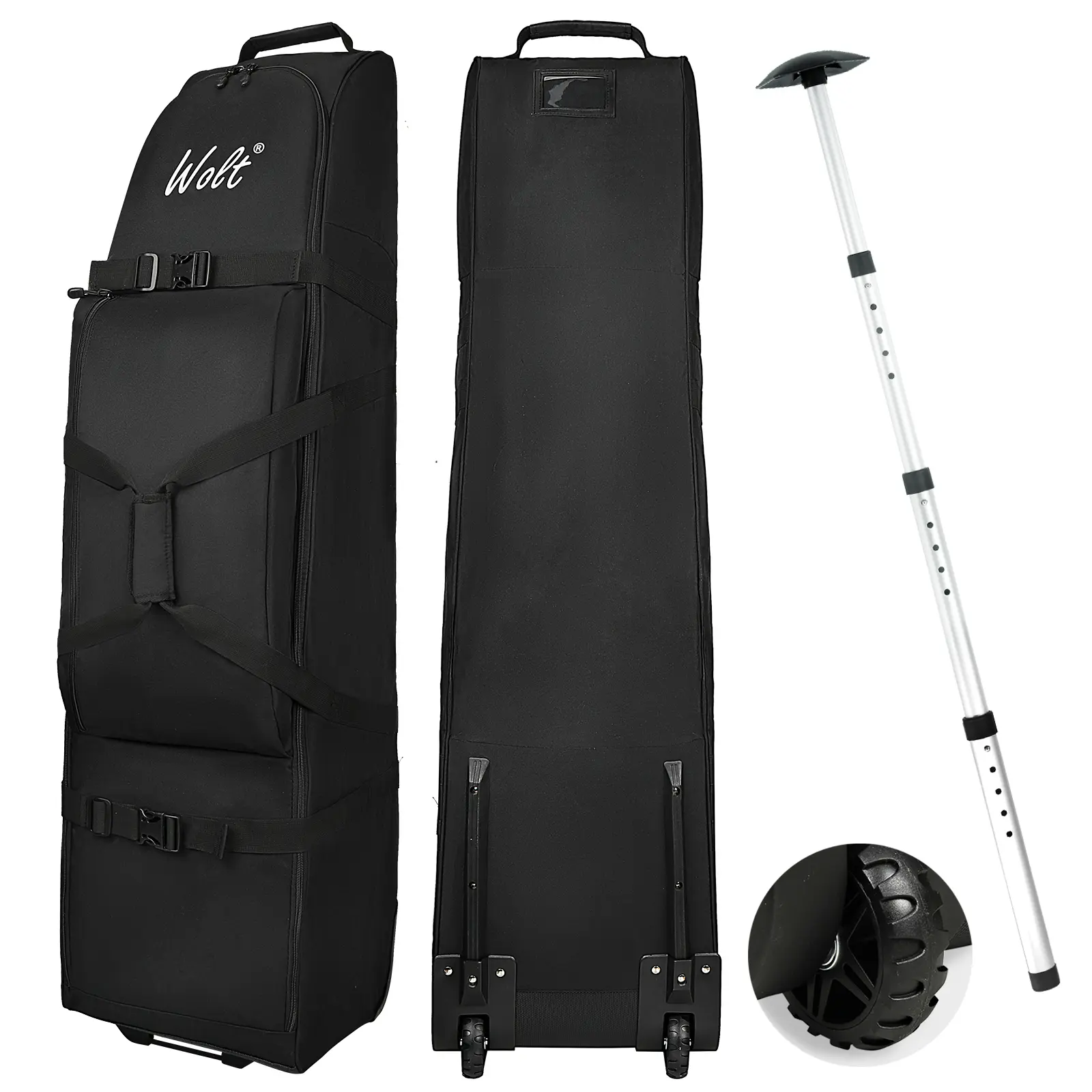 Wolt Golf Travel Bag - 900D & 600D Heavy Duty Polyester Oxford, Durable Anti-Impact Support System, Soft Padded Design, Mobile Rolling Duffle Bag with Convenient Wheels, Built-In Organizer, Multiple Pockets, Golf Supply, Essential Golf Accessory