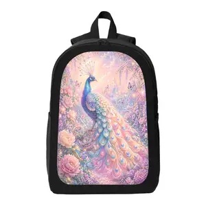 Colorful Peacock Print Backpack Lightweight Casual Backpack with Zip Closure Adjustable Straps, Applicable to for Women and Men