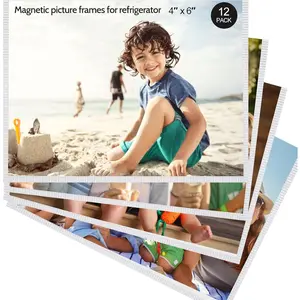 Magnetic Picture Frame, 12 Pack Magnetic Frame Reusable, Magnetic Photo Frames for Refrigerator 4x6" With White Border, Refrigerator Magnets For Pictures Suitable Home, School, Office