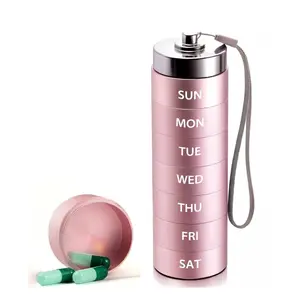 Metal Weekly Pill Organizer Portable 7-Day Vitamin Organizer Stackable Waterproof Moisture Proof Aluminum Alloy Portable Pill Holder Container for Vitamin, Medicine, Supplement,Pills,  small Gifts