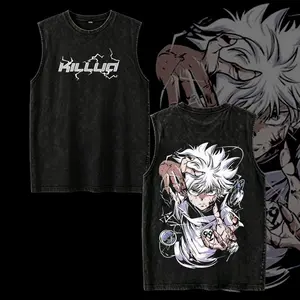 Killua Zoldyck Hunter x Hunter Oversized Washed Tee – Double Printed Cotton Anime Shirt | Perfect for TikTok Otaku Fans