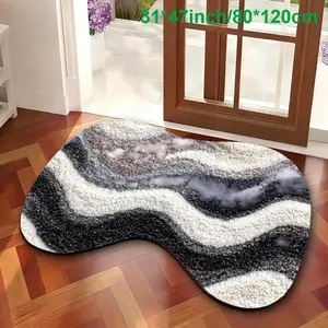 Wave Style Irregular Rug, Washable Non-Slip Design, Suitable for Hallway/bathroom/living Room, Durable and Easy to Clean