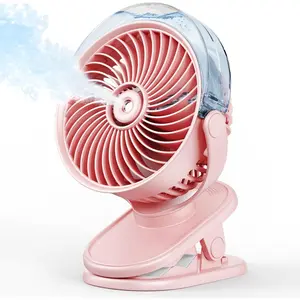 Portable Misting Clip  Fan, USB-C Rechargeable Mini Personal Cooling Fan with 4 Speeds, 360? Rotatable, Quiet Cooling for Outdoor, Camping, Golf Cart, Travel,  & Desk ()