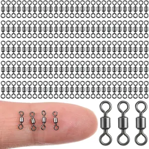 100 Pack Micro Swivels for Fly Fishing, Small Fishing Swivels Rolling Barrel Swivels Fly Fishing Tackles, High Strength Barrel Swivel Hook Line Connector with Black Coating