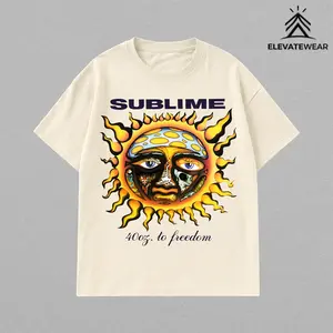 Sublime 40oz To Freedom Graphic T-Shirt, Oversized Cotton Tee, Reggae Ska Punk Sun Face Shirt, Vintage Music Streetwear Unisex