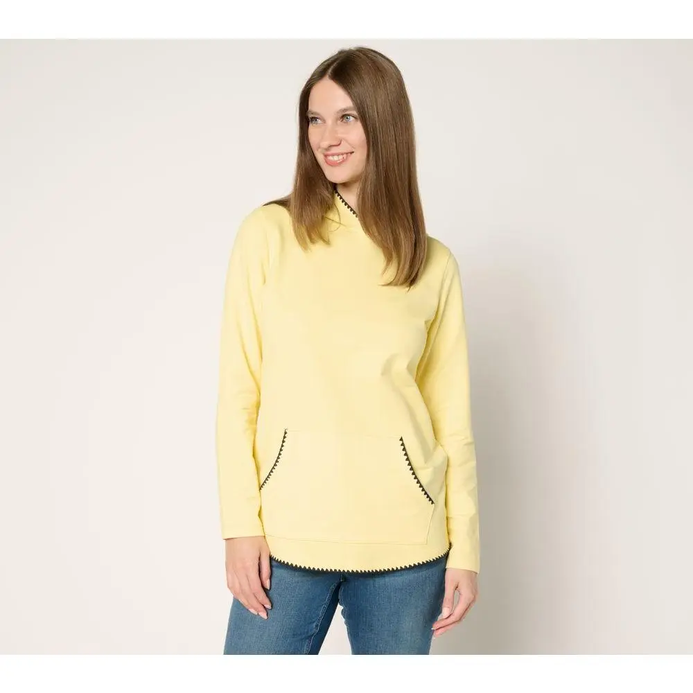 Denim & Co. Active French Terry Hooded Pullover w/ Shell Stitch