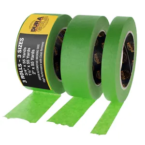 Dura-Gold Green Automotive Masking Tape 3/4, 1-1/2, 2 Inch (0.7", 1.41", 1.88" x 55 Yards), 1 Roll Each - High-Performance, Heat Resistant - Auto Refinish Painting Car Detailing Autobody Painters Tape