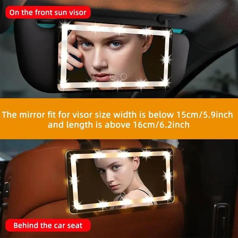 Rechargeable LED Car Makeup Mirror, Dimmable Touchscreen Sun Visor Vanity Mirror with 3 Color Light Modes, Boujee Car Interior Accessory, Clip-On Foldable Design, Gift for Her