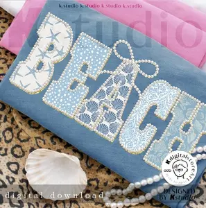 Coquette Beach Vacation t-shirt/ sweatshirt, Coastal Floral Pearl Shirt , Blue Sea Shell Patchwork, Beach Life Png, Trendy Ocean Coquette Pearl