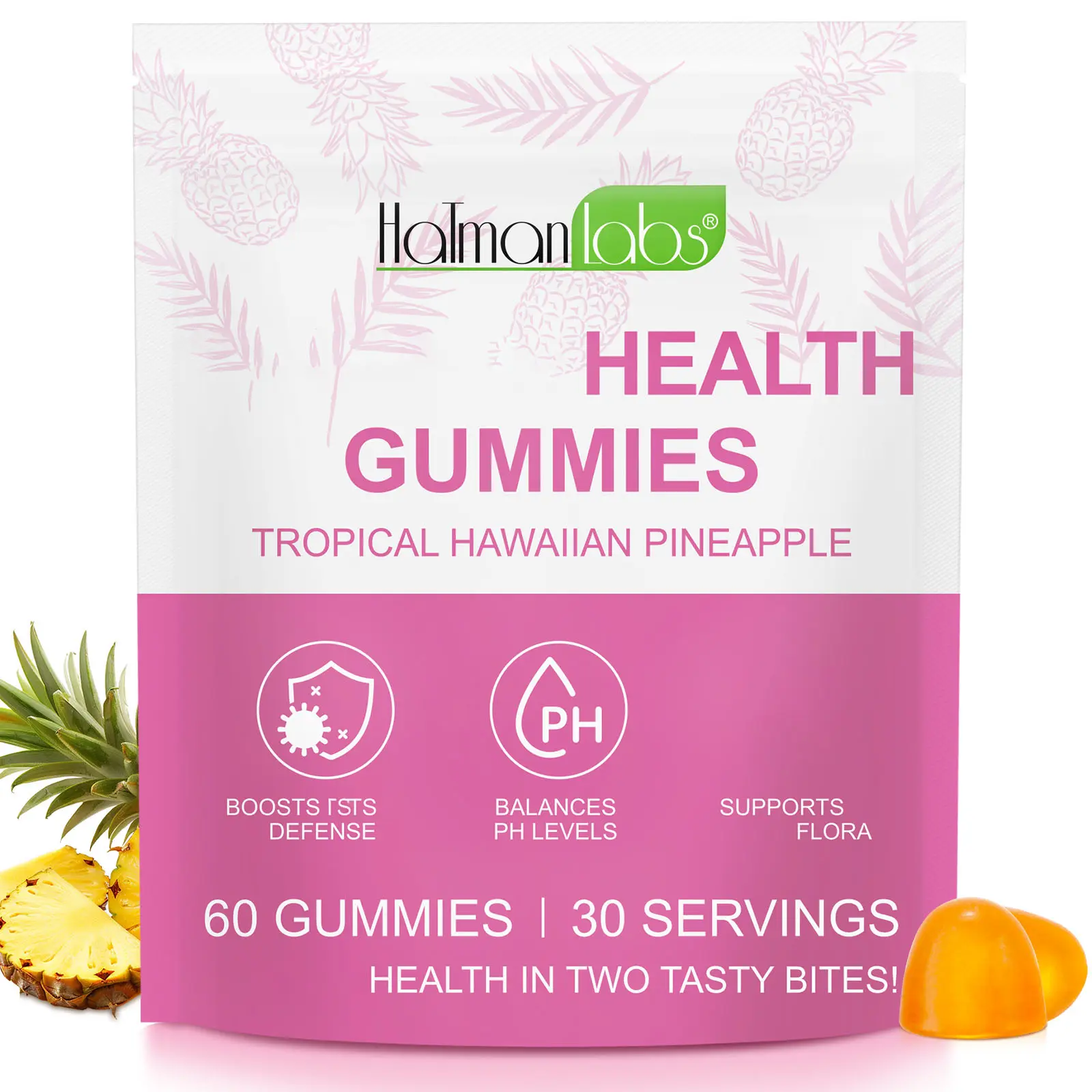 Hatmanlabs Premium Feminine Balance Gummies for Women’s Health & Wellness, Immune- Vegan, Gluten-Free, Hawaiian Pineapple-30 Servings Healthcare Edible