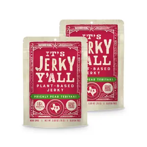 Prickly Pear Teriyaki Plant-Based Jerky - 2-Pack - ALL Y'ALLS FOODS - Sweet & Savory - Vegan, Non-GMO, Gluten-Free - High Protein 16g/bag - Meatless Snack Veggie Ginger
