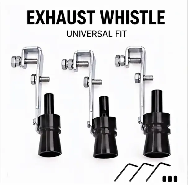 Car Tailpipe Exhaust Turbo Sound Whistle, Secure Clamp‑Mount Aluminum Auto Accessory, Fit 0.71‑1.38in Pipes Black Red Silver, Gift For Car Guys, No Drill Installation With Complete Mount Hardware