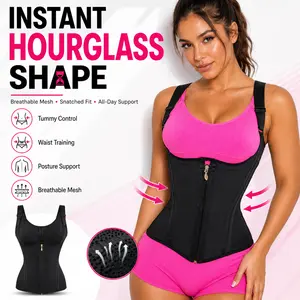 Breathable quick-dry mesh waist cincher with adjustable shoulder straps and front zipper, steel boning for strong support, lightweight and breathable—sports waist belt