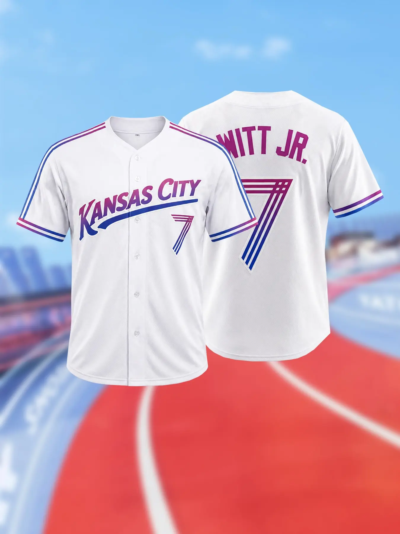 Kansas City 7 Premium Baseball Jersey, Unisex Full Embroidered Shirt, Breathable Comfortable Sports Uniform for Men Women