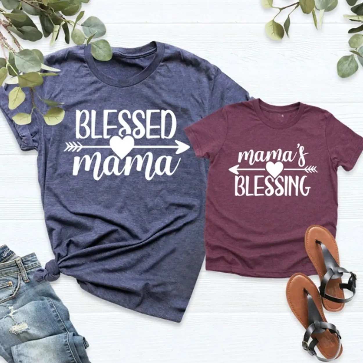 Mommy and Me Shirts, Blessed Mama Mama's Blessing, Mothers Day, New Mom Baby Outfits, Mama And Mini Matching T-Shirts