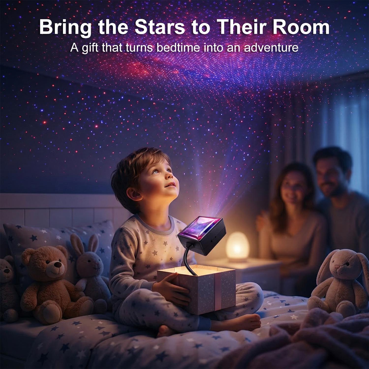 Car Roof Star Night Light, USB Romantic Ceiling Projector Light with Sound Activated Strobe & Auto Rotating, Adjustable Neon Accent Light for Car, Bedroom & Party