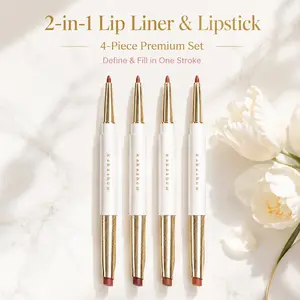 Kakashow 2-in-1 Lip Liner & Matte Lipstick Dual-Ended Pencil | Blurred Soft Velvet Finish | Contour & Fill for Natural Plump | Non-Drying Long-Wear Lip Color | Daily Nude Shades | Beginner Friendly | #blurredlips #lipcombo