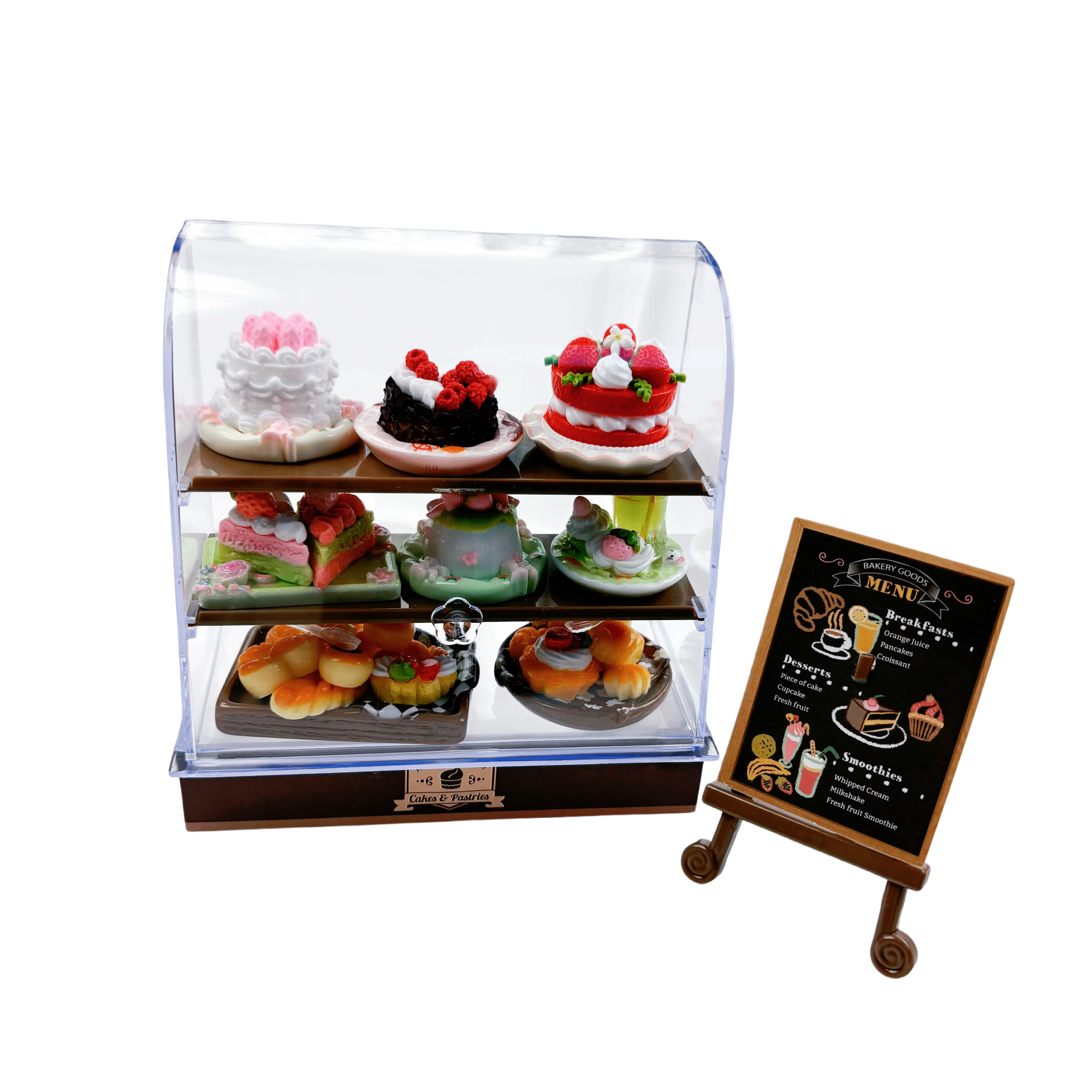 1/6 scale miniature bakery bread dessert dispaly cabinet