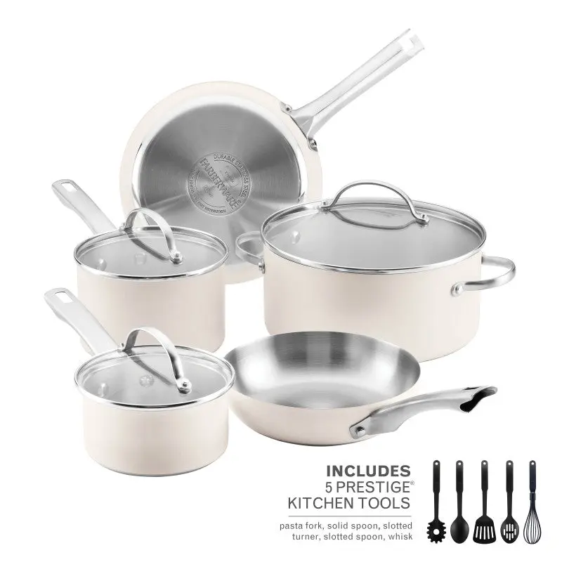 Stainless Steel 14-Piece Cookware Set, Modern Kitchenware for Everyday Cooking