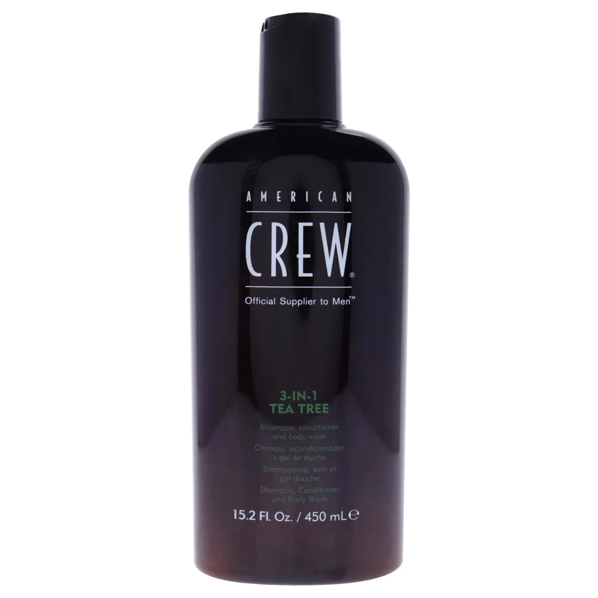 Men's 3-In-1 Tea Tree Oil Shampoo-Conditioner-Body Wash by American Crew, Daily Practical Body Care Product, 15.2 fl oz