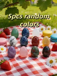 Natural Crystal Easter Egg Shape Stone Decorative Gift Set, 5 Pieces Home Ornament, Perfect for Holiday Decoration
