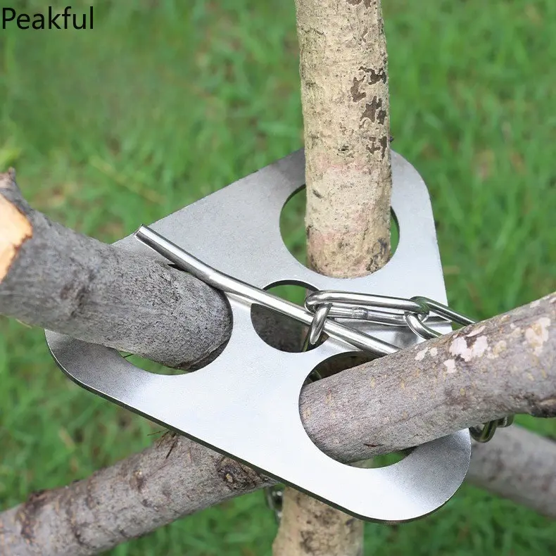 Portable Campfire Log Holder Plate, Popular Stainless Steel Tripod Board for Outdoor Use, Multi-hole Firewood Support Stand, compact design & rust-proof finish, great for backpacking trips, backyard gatherings, emergency preparedness