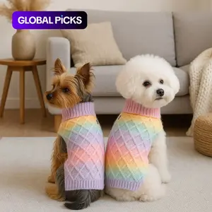 Gradient Rainbow Knit Sweater for Dogs & Cats, Soft Warm Pullover for Autumn Winter, Medium Pet Clothing, Husky Clothes, Fabric Material #GLOBAL PICKS