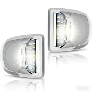 Chrome LED License Plate Lamp 2-Piece 6000K Bright White Direct Fit For 1999–2013 Chevy GMC Full-Size Trucks And SUVs