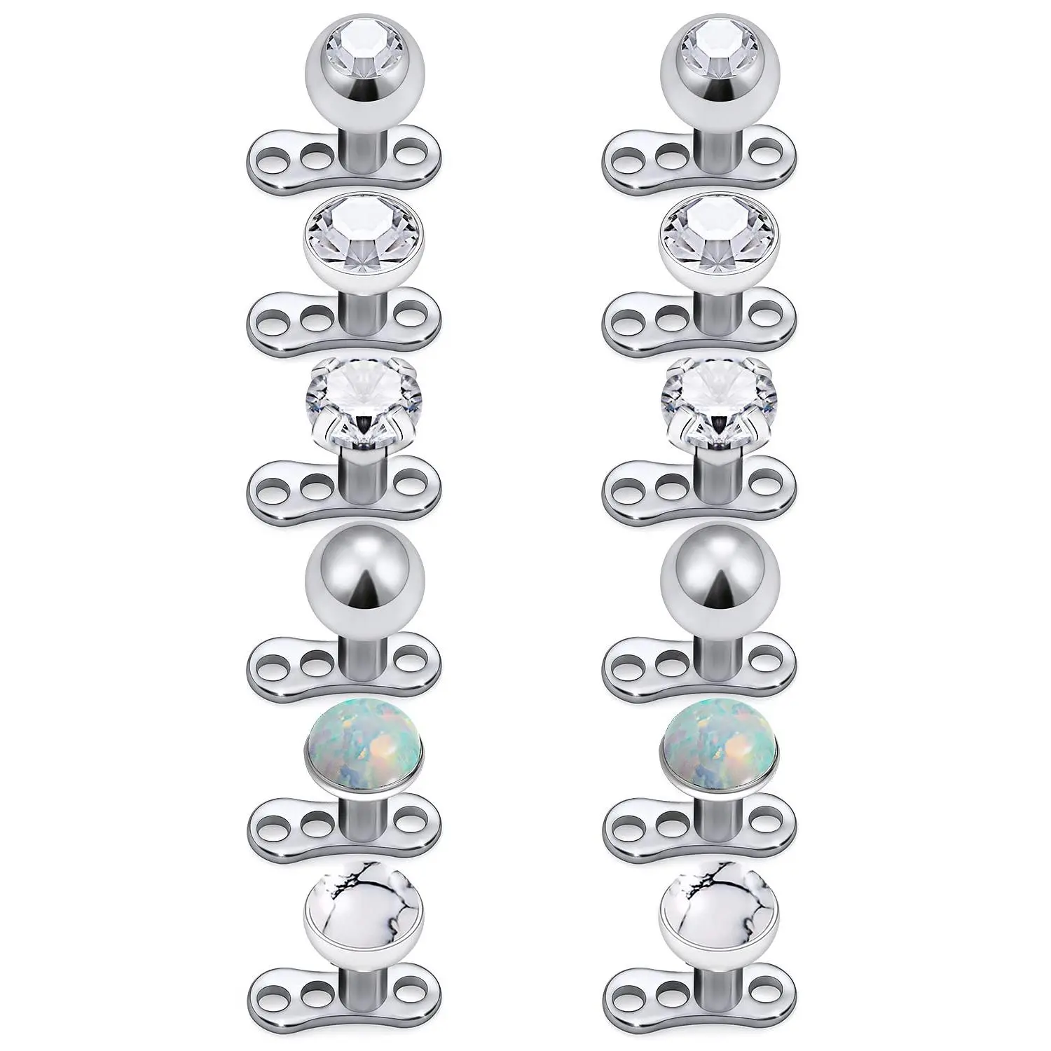 14g Dermal Tops Internally Threaded 316l Steel Balls Anchor Dermals For Women Men Top Size 2mm 3mm 4mm