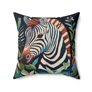 Zebra Throw Pillow Cover - Safari Jungle Decor, Wildlife Accent Cushion for Boho Homes