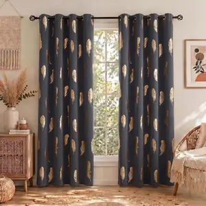 2 Panels 52X84 inch Foil Metallic Full Blackout Heat Insulation Curtains Thermal Insulated Light Blocking Window Drapes for Living Room Bedroom Home Office Decor QF536 Summer Gift #SummerVibes, Blackout Curtains