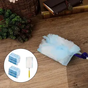 20 Puffs Dust Cleaning Replacement Heads + Handle, Ultra-Fine Fiber for Single & Reusable Use, Ideal for Living Room, Bedroom, Kitchen, Duster Brush