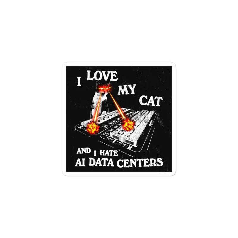 Bubble-Free Durable Vinyl Graphic Adhesive Labels & Stickers, "I Love My Cat-Hate Data Centers" Sarcastic Character Office Stationery, High Opacity Film Extra Motivation Computer Accessory