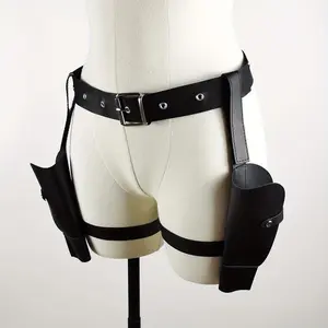 Women’s Holster Belt – Retro Western Style Adjustable Synthetic Holder with Metallic Buckle, Black Cosplay Accessory for Halloween, Themed Parties & Role Play, Halloween Costume, Adventure Theme, Sturdy Construction, Partygoers, R-o5