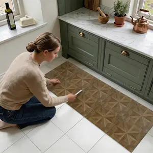 Vintage Parquet Floor Vinyl, Wood Grain Self-Adhesive Flooring, Waterproof Ethylene Base Tiles, Easy DIY Home Renovation, Room Transformation