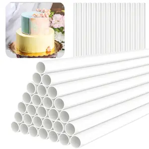 15PCS White Plastic Cake Dowel Rods-Cake Stacking Supporting Rods-0.4 Inch Diameter,9.5 Inch Length-for Tiered Cake Construction and Stacking