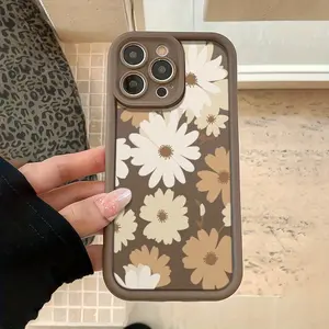 Phone Case - A High Bamboo Brown Elegant Daisy Pattern TPU Material Shockproof Case with Precise Cutouts, Fully Protective, Suitable for Apple Iphone X/11/12/13/14/15/16/17 Pro/17 ProMax/17 Plus