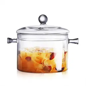 Transparent Double Ear Glass Cooking Pot