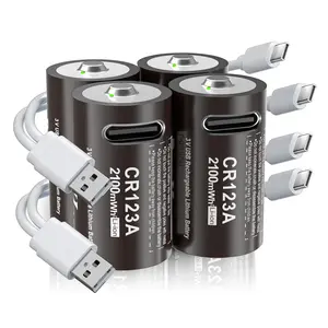 4Pack CR123A CR123 Batteries 3V Lithium Li-ion USB Rechargeable w/ Cable