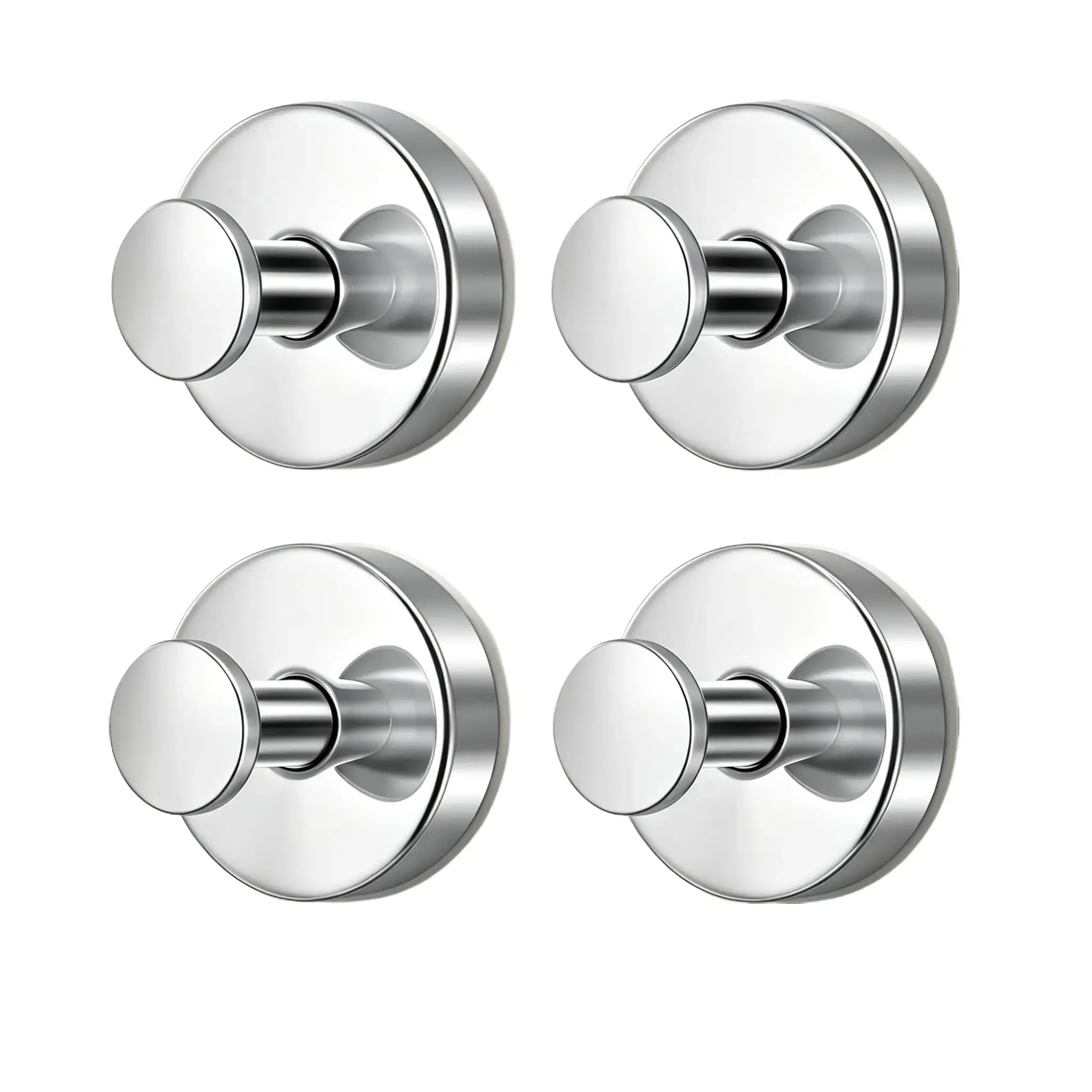 Brushed Nickel Suction Hooks - 4-Pack Stainless Steel 304 No-Drill Removable Wall Hooks, Strong Hold Waterproof for Bathroom Kitchen Shower, Contemporary Minimalist Design for Rentals & Apartments