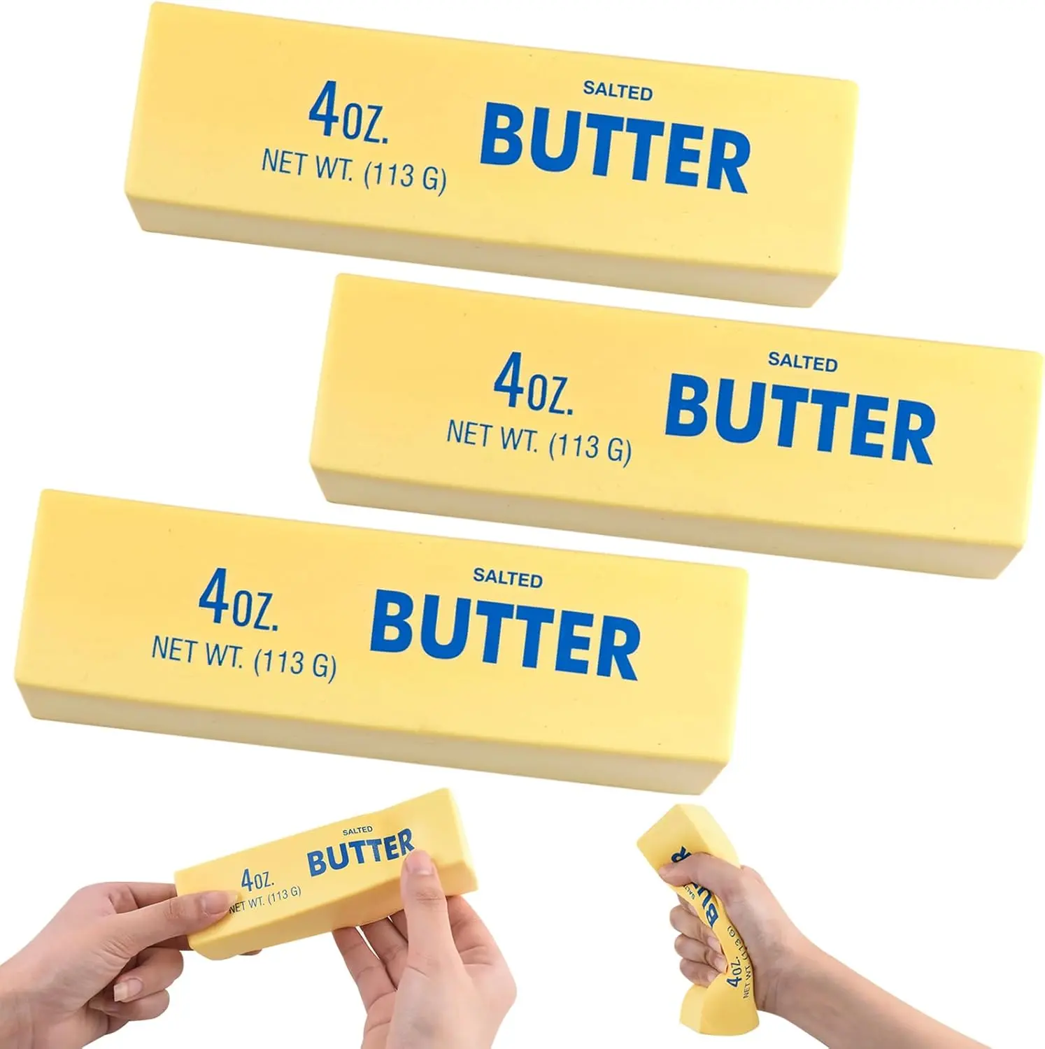 3pcs 2026 New Slow-Rise Cute Butter Stick Fidget Toys, Soft Plastic Squeeze Stress Relief Toys, Portable Sensory Tools for Adults’ Anxiety Relief (Office, Home Sensory Gifts)