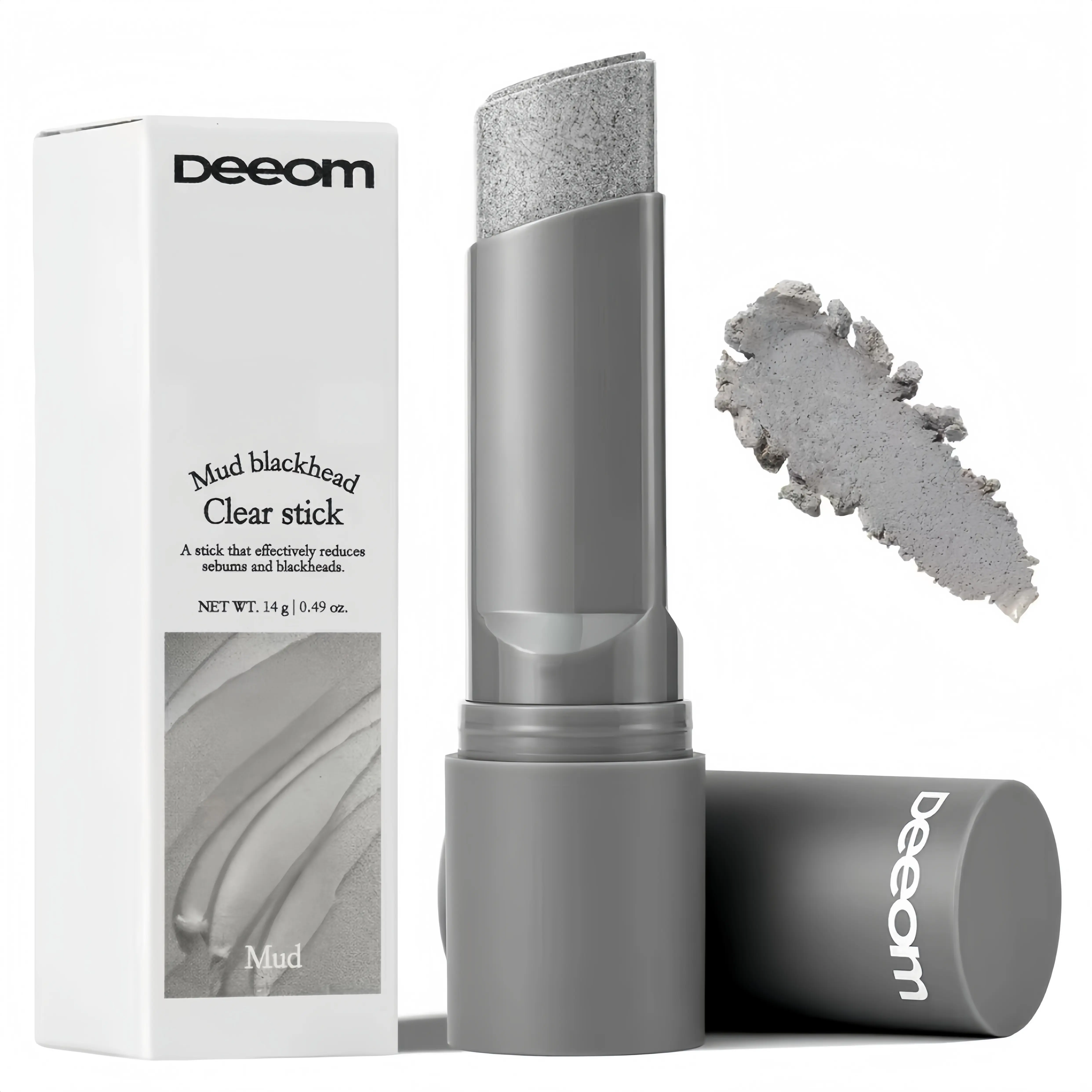 Deeom Mud blackhead Clear stick | 14g（0.49oz）| A Korean-made pore cleanser with kaolin | walnut shell powder, and activated charcoal | It helps deeply clean pores | remove blackheads | shrink pores, control oil | and repair the skin | face peelers
