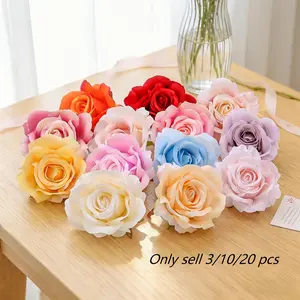 3pcs/10pcs/20pcs Artificial Rose Flower Heads, Decorative DIY Home Decor, Wedding Decoration, Floral Arrangement, Realistic Fake Flowers, Summer Vibes graduation