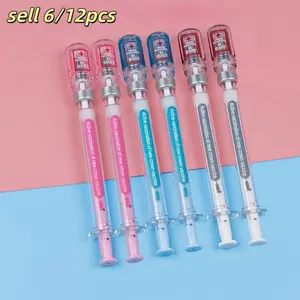 6/12pcs Fun Creative Syringe Neutral Pen, Unique Design, Smooth Writing, Office School Signature Pens, Gift Idea, Novelty Pens, Plastic Material