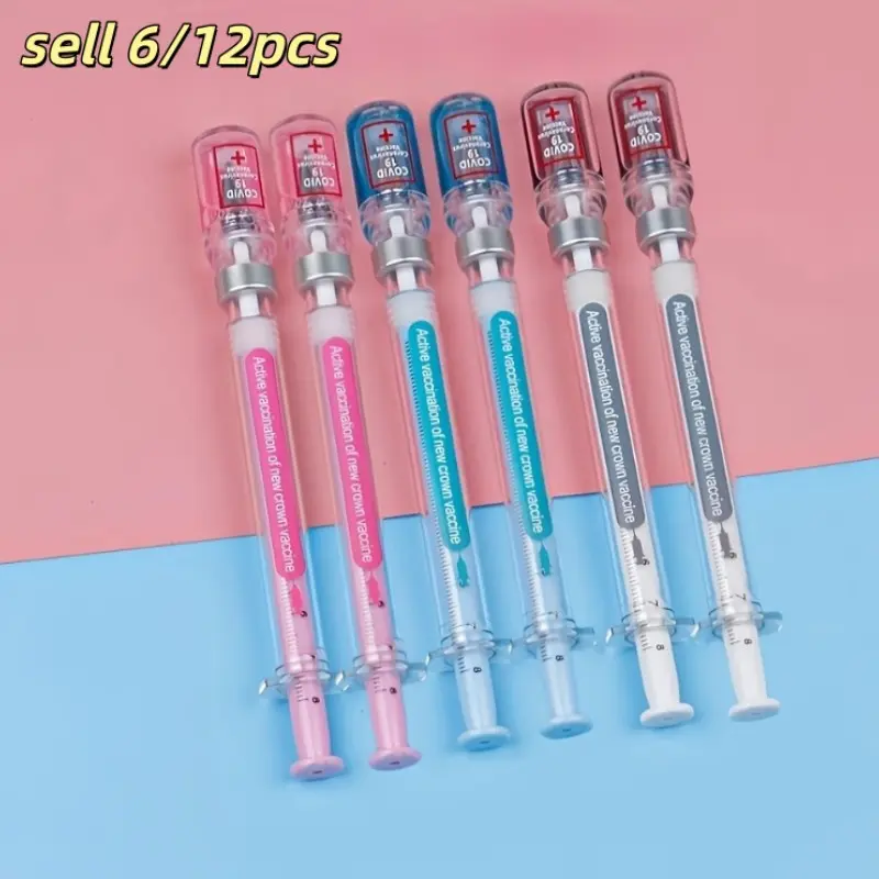 6/12pcs Fun Creative Syringe Neutral Pen, Unique Design, Smooth Writing, Office School Signature Pens, Gift Idea, Novelty Pens, Plastic Material
