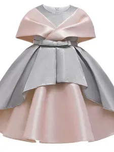 Kids Clothes Flower Girl Patchwork Ball Gown Pageant Children Elegant Performance Princess Prom Host Formal Evening Party Cocktail Dress for all Season 3 to 10 Years