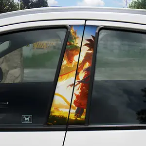 Set of 2 Waterproof Anime Car B-Pillar Vinyl Decals for Both Sides - Trendy Decorative Stickers & Scratch Covers for Your Car or Truck!