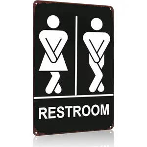 Funny Bathroom Gifts Men and Women Restroom Tin Sign for Bathroom Restroom Decor 8x12 Inch
