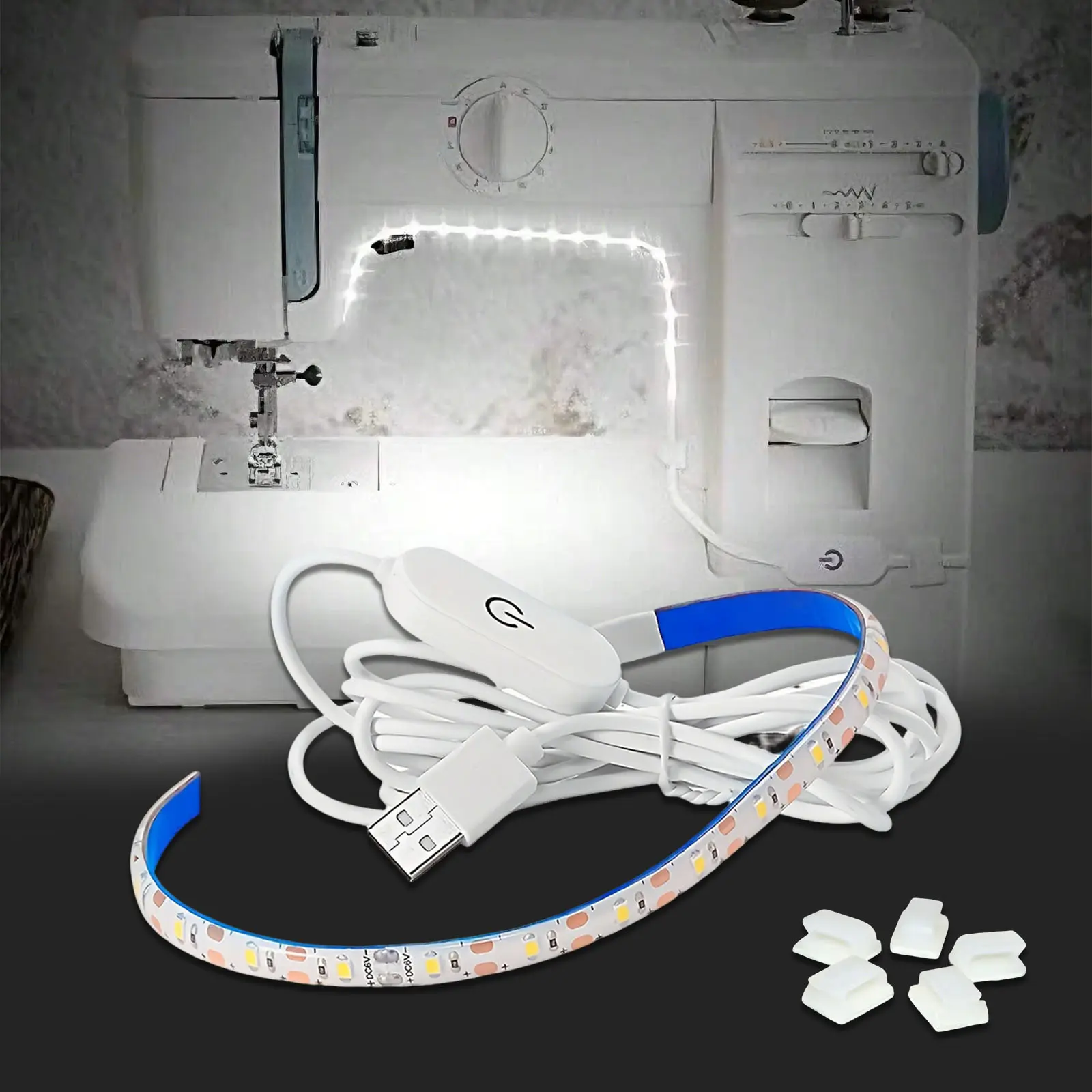30cm Sewing Machine Light Strip, Warm Light and Light Options, Adjustable Brightness, Cuttable, USB Power, Suitable for use on sewing machines, under beds, under tables, cabinets, and other places