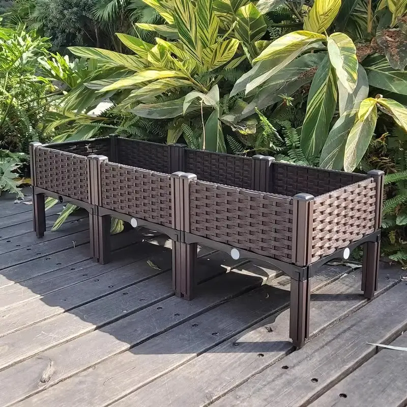 Plastic Vegetable Planting Box, Portable Garden Planter, Planter Pots, Plant Boxes, Durable Plastic Flower Pot, Planters for Outdoor Plants, Ideal for Outdoor Gardening & Home Decoration, Stackable Vegetable Planters